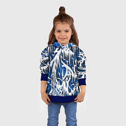Толстовка-худи детская Белый и синий узор, цвет: 3D-синий — фото 2