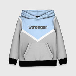Толстовка-худи детская Stronger серо-голубой, цвет: 3D-черный