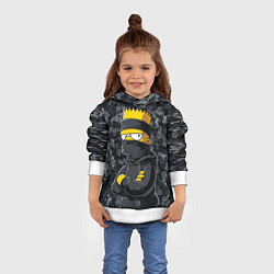 Толстовка-худи детская Барт в бандане как ниндзя, цвет: 3D-белый — фото 2