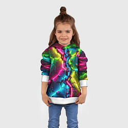 Толстовка-худи детская Трещина - неон, цвет: 3D-белый — фото 2