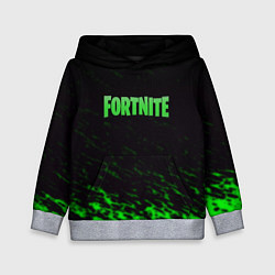 Толстовка-худи детская Fortnite краски зелёные, цвет: 3D-меланж