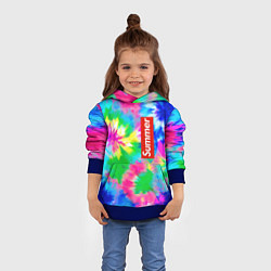 Толстовка-худи детская Color abstraction - summer, цвет: 3D-синий — фото 2