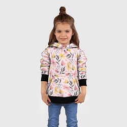 Толстовка-худи детская Абстрактный паттерн с цветами, цвет: 3D-черный — фото 2