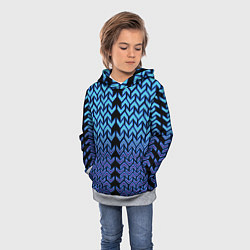 Толстовка-худи детская Синие стрелки на чёрном фоне киберпанк, цвет: 3D-меланж — фото 2