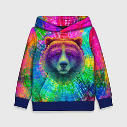 Толстовка-худи детская Цветной медведь, цвет: 3D-синий