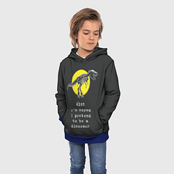 Толстовка-худи детская Когда мне скучно, я притворяюсь динозавром, цвет: 3D-синий — фото 2
