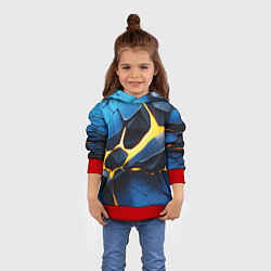 Толстовка-худи детская Желтая лава на синих плитах, цвет: 3D-красный — фото 2