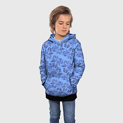 Толстовка-худи детская Узоры гжель на голубом фоне, цвет: 3D-черный — фото 2