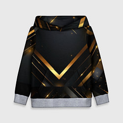 Толстовка-худи детская Gold luxury black abstract, цвет: 3D-меланж