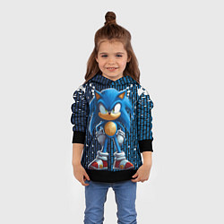 Толстовка-худи детская Sonic - splash and logo, цвет: 3D-черный — фото 2