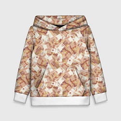 Толстовка-худи детская Деньги - купюры в 5 тысяч рублей, цвет: 3D-белый