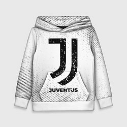 Толстовка-худи детская Juventus с потертостями на светлом фоне, цвет: 3D-белый
