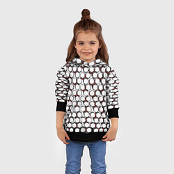 Толстовка-худи детская Киберпанк узор из шестиугольников красный, цвет: 3D-черный — фото 2