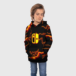 Толстовка-худи детская Нинтендо шторм огненоое лого, цвет: 3D-черный — фото 2