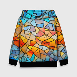 Толстовка-худи детская Яркий витраж, цвет: 3D-черный