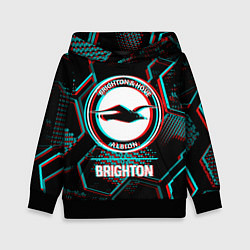 Толстовка-худи детская Brighton FC в стиле glitch на темном фоне, цвет: 3D-черный