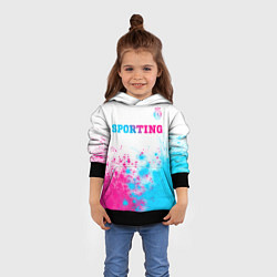 Толстовка-худи детская Sporting neon gradient style посередине, цвет: 3D-черный — фото 2