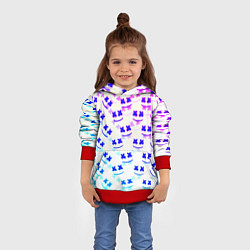 Толстовка-худи детская Marshmello pattern neon, цвет: 3D-красный — фото 2