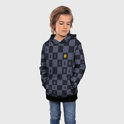 Толстовка-худи детская Синяя шахматная доска, цвет: 3D-черный — фото 2