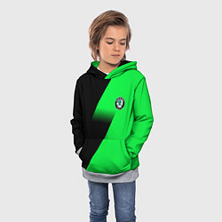 Толстовка-худи детская Skoda green line geometry, цвет: 3D-меланж — фото 2