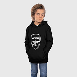 Толстовка-худи детская Arsenal fc белое лого, цвет: 3D-черный — фото 2