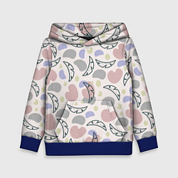 Толстовка-худи детская Пятна и листья, цвет: 3D-синий