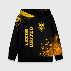 Толстовка-худи детская Leeds United - gold gradient вертикально, цвет: 3D-черный