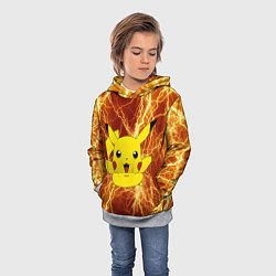 Толстовка-худи детская Pikachu yellow lightning, цвет: 3D-меланж — фото 2