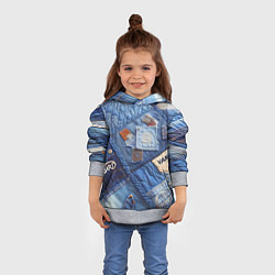 Толстовка-худи детская Vanguard jeans patchwork - ai art, цвет: 3D-меланж — фото 2