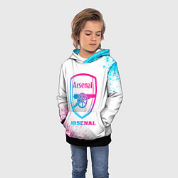 Толстовка-худи детская Arsenal neon gradient style, цвет: 3D-черный — фото 2