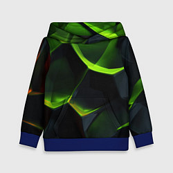 Толстовка-худи детская Green neon abstract geometry, цвет: 3D-синий