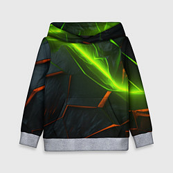 Толстовка-худи детская Green neon abstract geometry, цвет: 3D-меланж