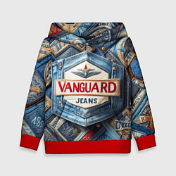 Толстовка-худи детская Vanguard denim patchwork - ai art, цвет: 3D-красный