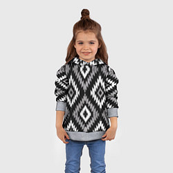 Толстовка-худи детская Геометрический узор икат - ромбы, цвет: 3D-меланж — фото 2
