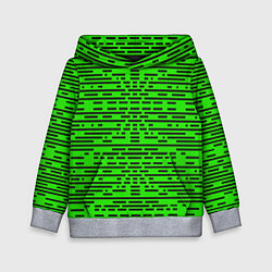 Толстовка-худи детская Чёрные полосы на зелёном фоне, цвет: 3D-меланж