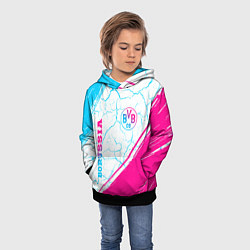 Толстовка-худи детская Borussia neon gradient style вертикально, цвет: 3D-черный — фото 2