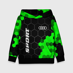 Толстовка-худи детская Audi green sport hexagon, цвет: 3D-черный