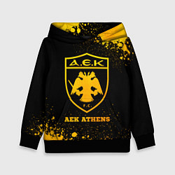 Толстовка-худи детская AEK Athens - gold gradient, цвет: 3D-черный