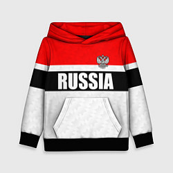 Толстовка-худи детская Россия - униформа классическая с гербом, цвет: 3D-черный