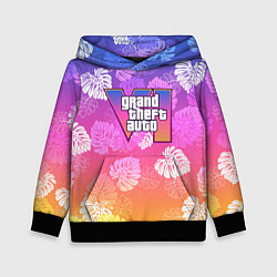 Толстовка-худи детская Grand Theft Auto VI - пальмы, цвет: 3D-черный