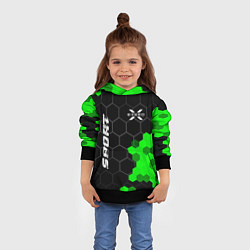 Толстовка-худи детская Exeed green sport hexagon, цвет: 3D-черный — фото 2