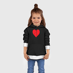 Толстовка-худи детская Broken heart, цвет: 3D-белый — фото 2