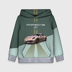Толстовка-худи детская Спортивный автомобиль Порше 911, цвет: 3D-меланж
