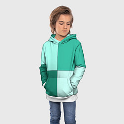 Толстовка-худи детская Геометричный зелёный и мятный, цвет: 3D-белый — фото 2