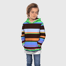 Толстовка-худи детская Разноцветный полосатый, цвет: 3D-белый — фото 2