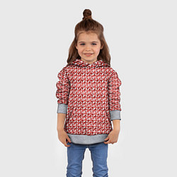 Толстовка-худи детская Белые плюсики на красном фоне, цвет: 3D-меланж — фото 2