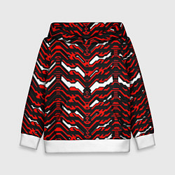 Толстовка-худи детская Агрессивный чёрно-красный паттерн, цвет: 3D-белый