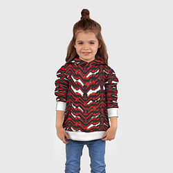 Толстовка-худи детская Агрессивный чёрно-красный паттерн, цвет: 3D-белый — фото 2