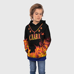 Толстовка-худи детская Слава - имя в огне, цвет: 3D-синий — фото 2