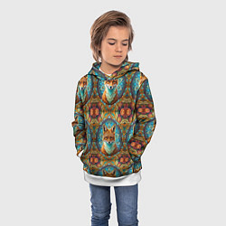 Толстовка-худи детская Лисицы и объемные узоры, цвет: 3D-белый — фото 2